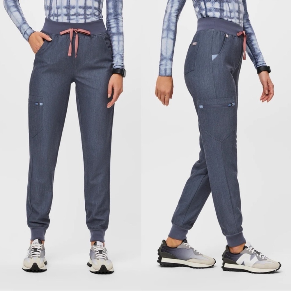 Figs Zamora Joggers Scrub Pants Heather Denim Blue XS Tall